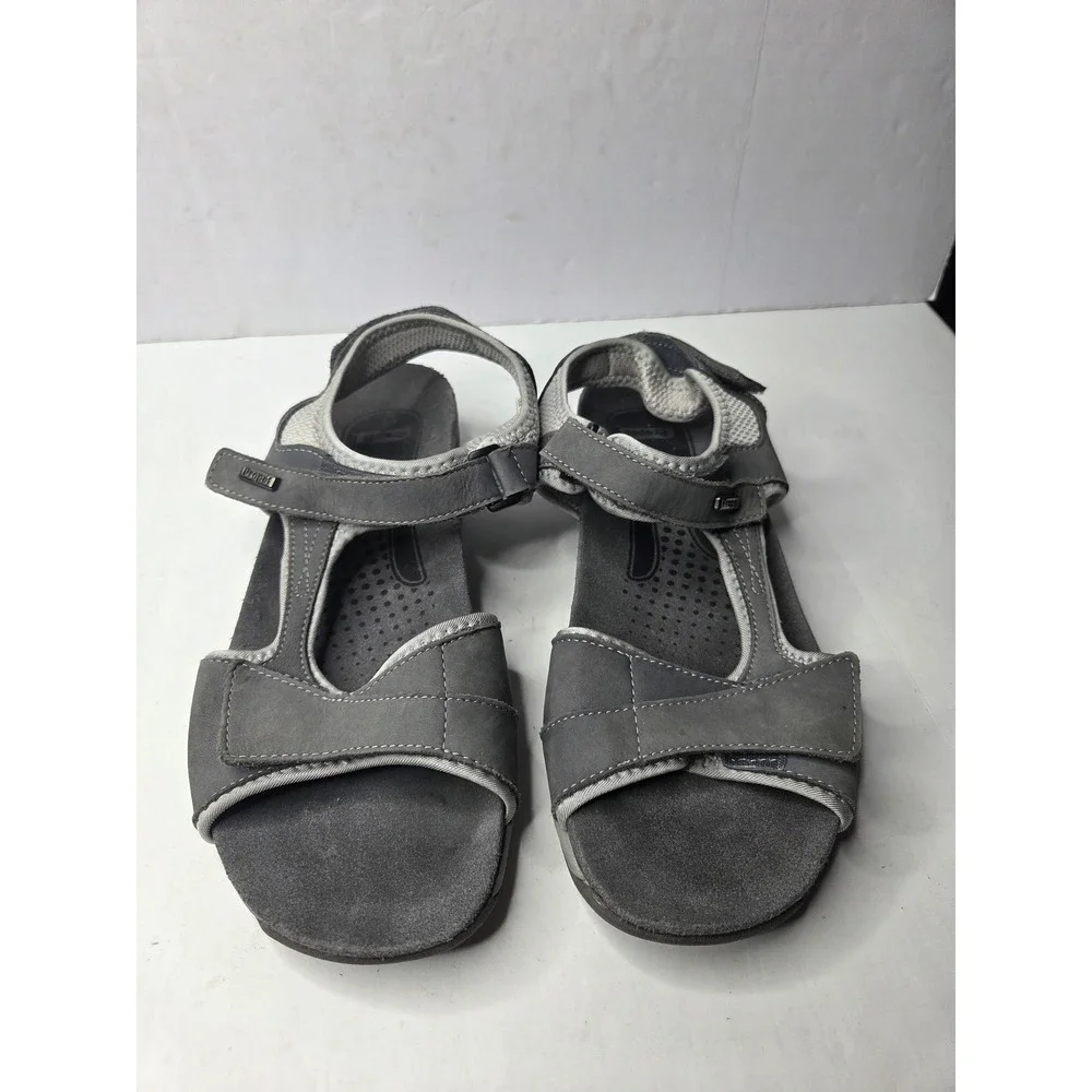 Propet W0605 Womens Grey Leather Adjustable Walking Sandals Size 11 M(B)
